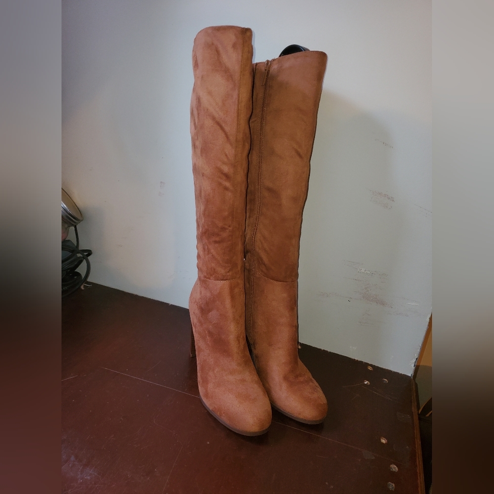 Brown heeled boots